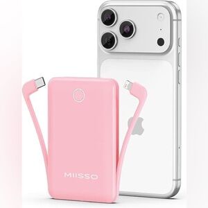 Miisso Portable Ultra Slim Power Bank Charger For IPhone Samsung Pink Model 5K95